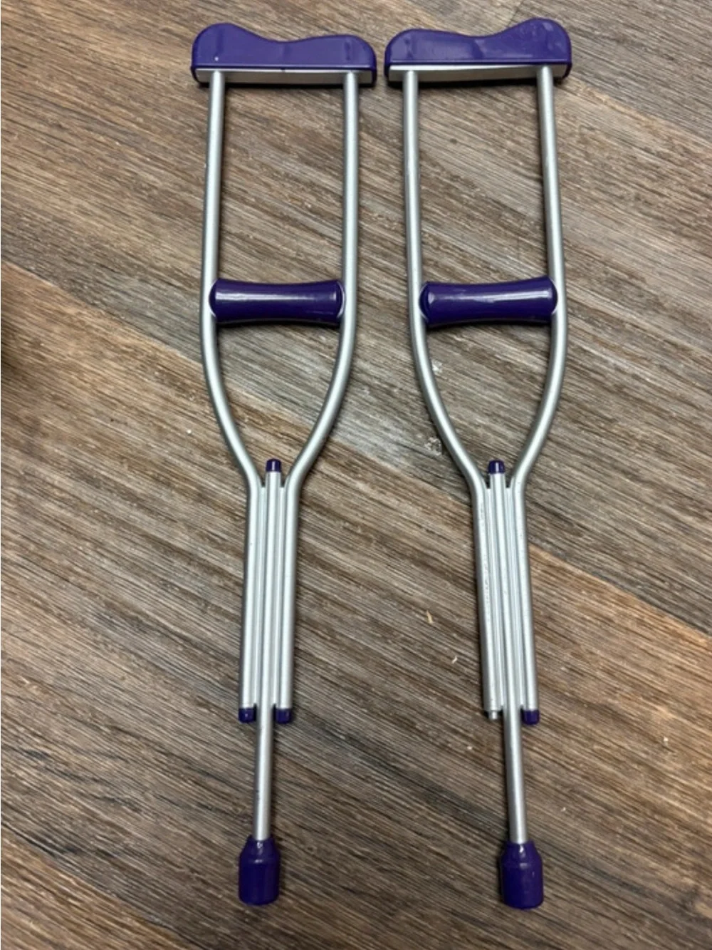 18in Doll Wheelchair Purple with purple crutches